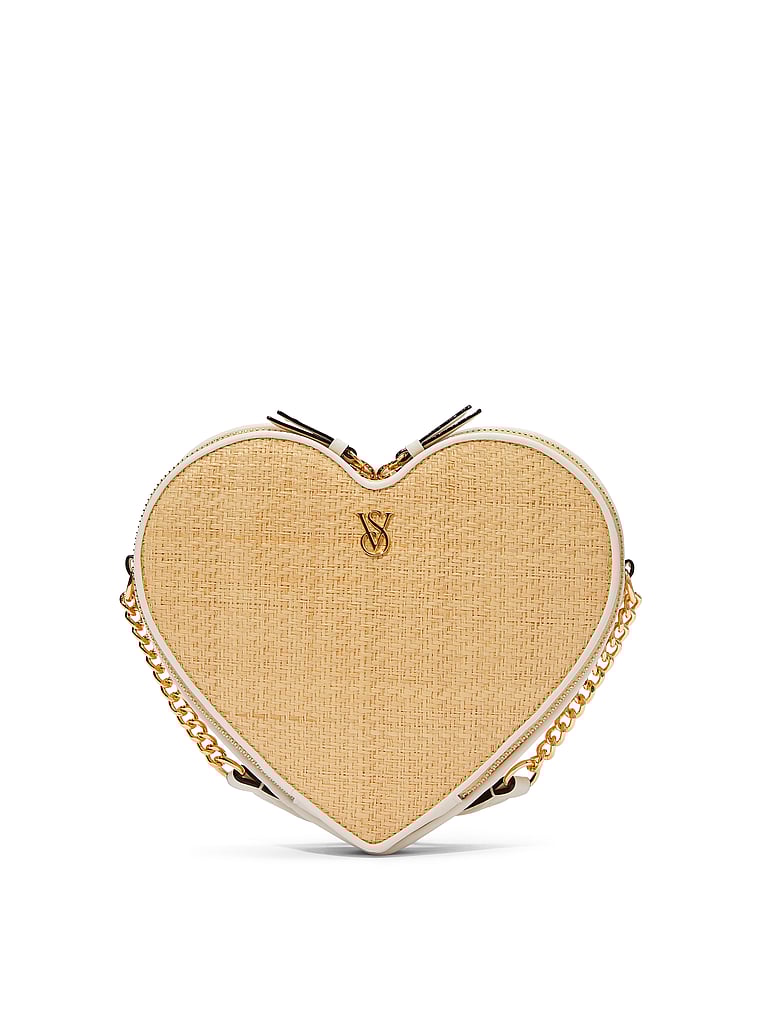 Borsa A Tracolla A Forma Di Cuore, Straw, large