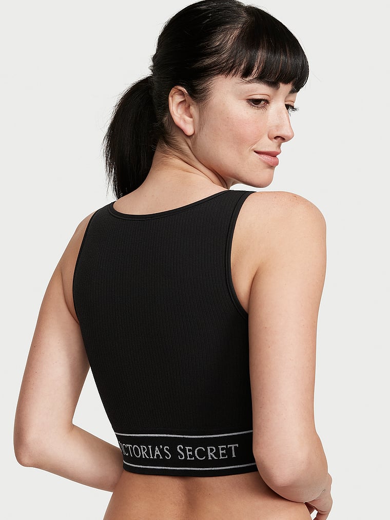 Reggiseno Con Scollatura Alta Senza Cuciture E Ferretto, Black, large