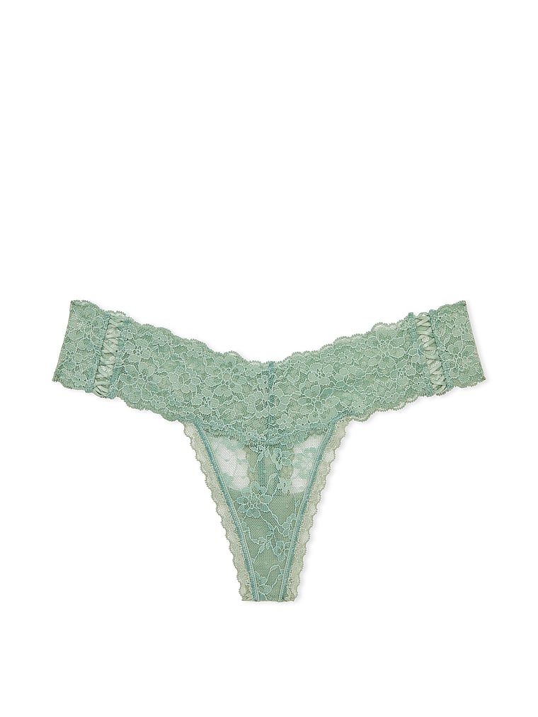 Tanga In Pizzo Con Dettagli Stringati Laterali, Seasalt Green, large