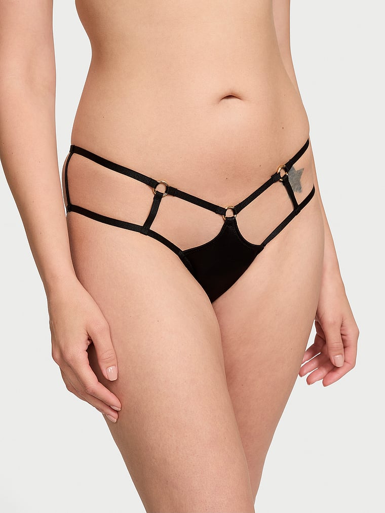 Slip Sgambato Con Particolari Metallici E Laccetti, Black, large