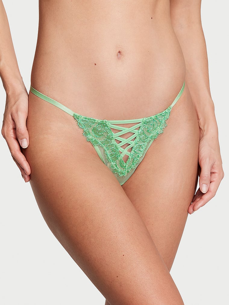 Tanga Con Ricami Floreali Boho-chic, Clueless Green, large
