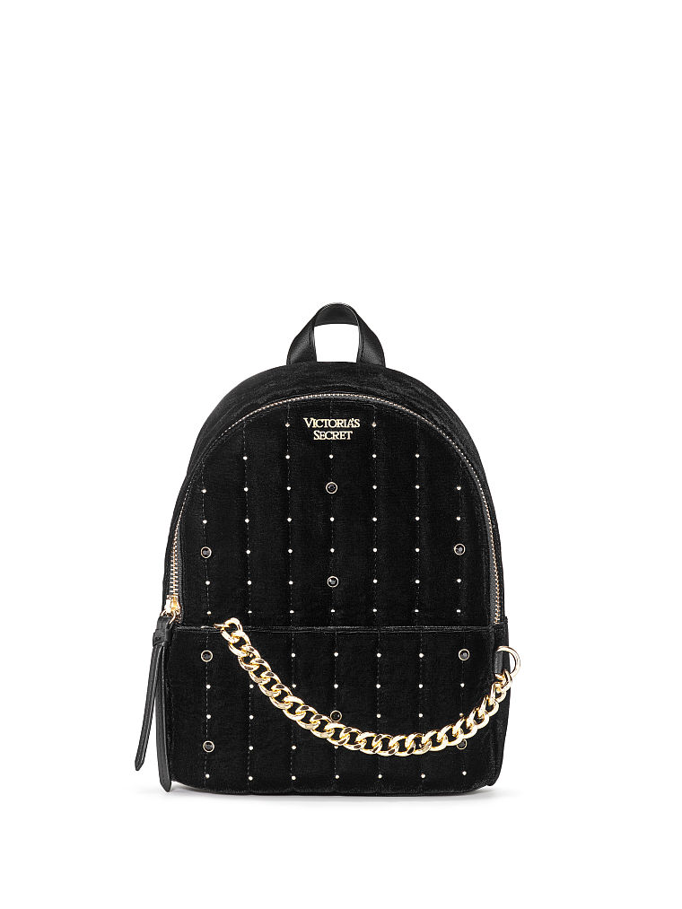 Zainetto In Velluto Con Borchie, Black, large