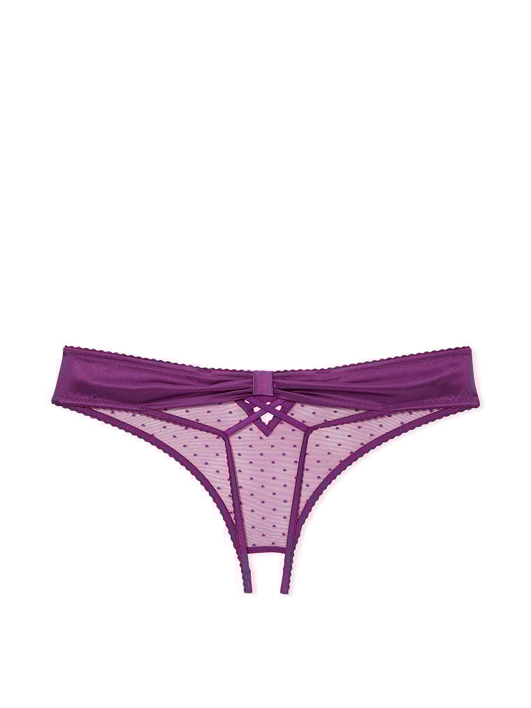 Tanga Con Apertura, Fiocco E Design Stringato Sul Retro, Grape Soda, large
