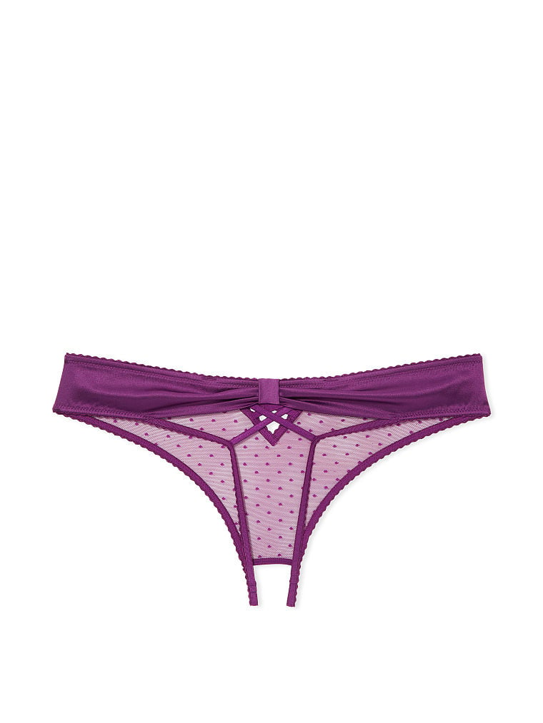 Tanga Con Apertura, Fiocco E Design Stringato Sul Retro, Grape Soda, large