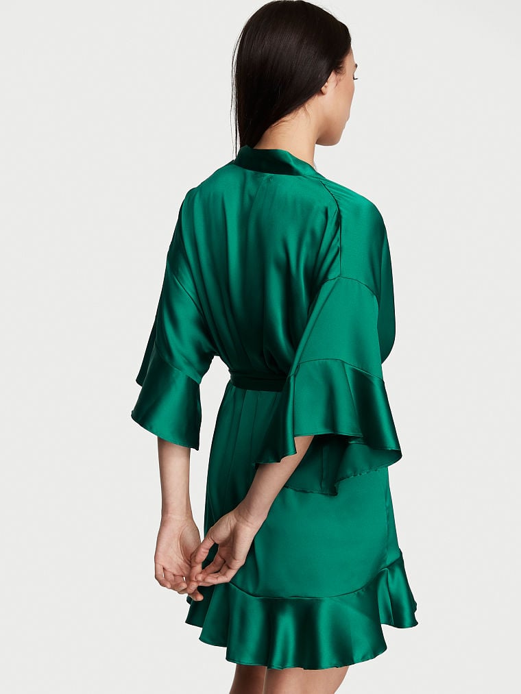 Kimono In Raso Con Balze, Spruce Green, large