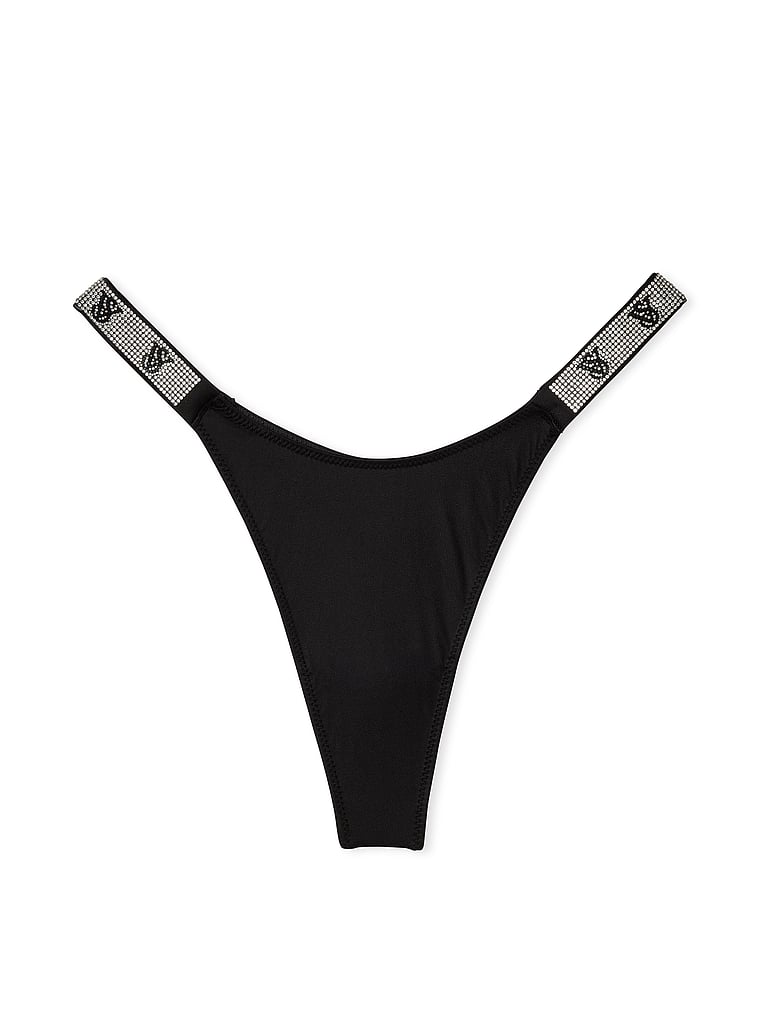 Tanga Con Fianchetti Di Strass, Black, large