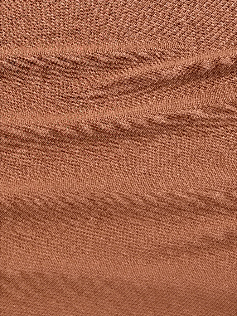 Ribbed Modal Scoop Long-sleeve Shortie Set, Caramel, large