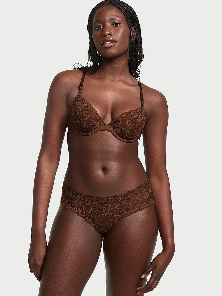 Slip Sgambato In Pizzo, Ganache, large