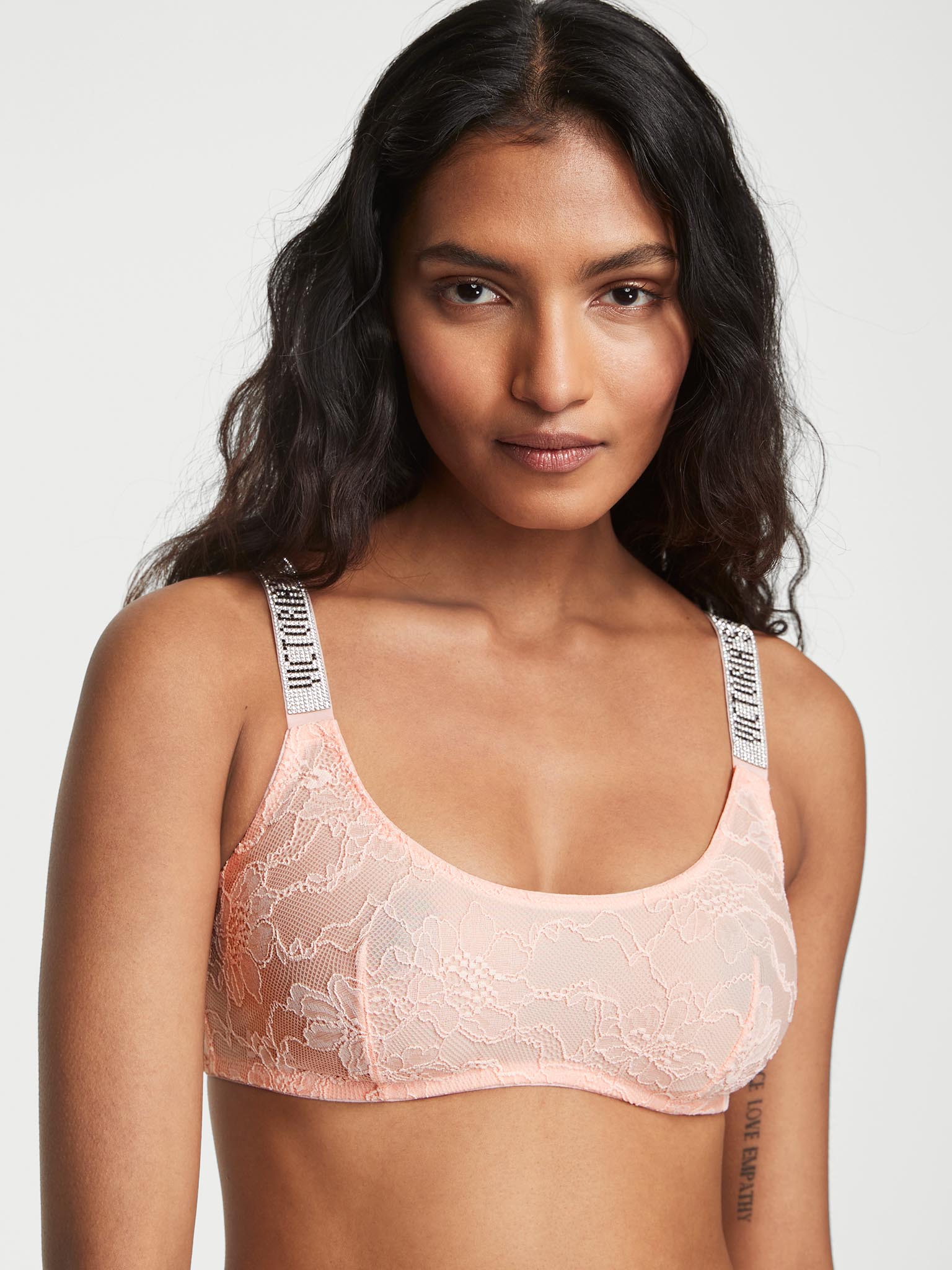 Bralette Con Scollatura Rotonda E Spalline Di Strass, Purest Pink, large